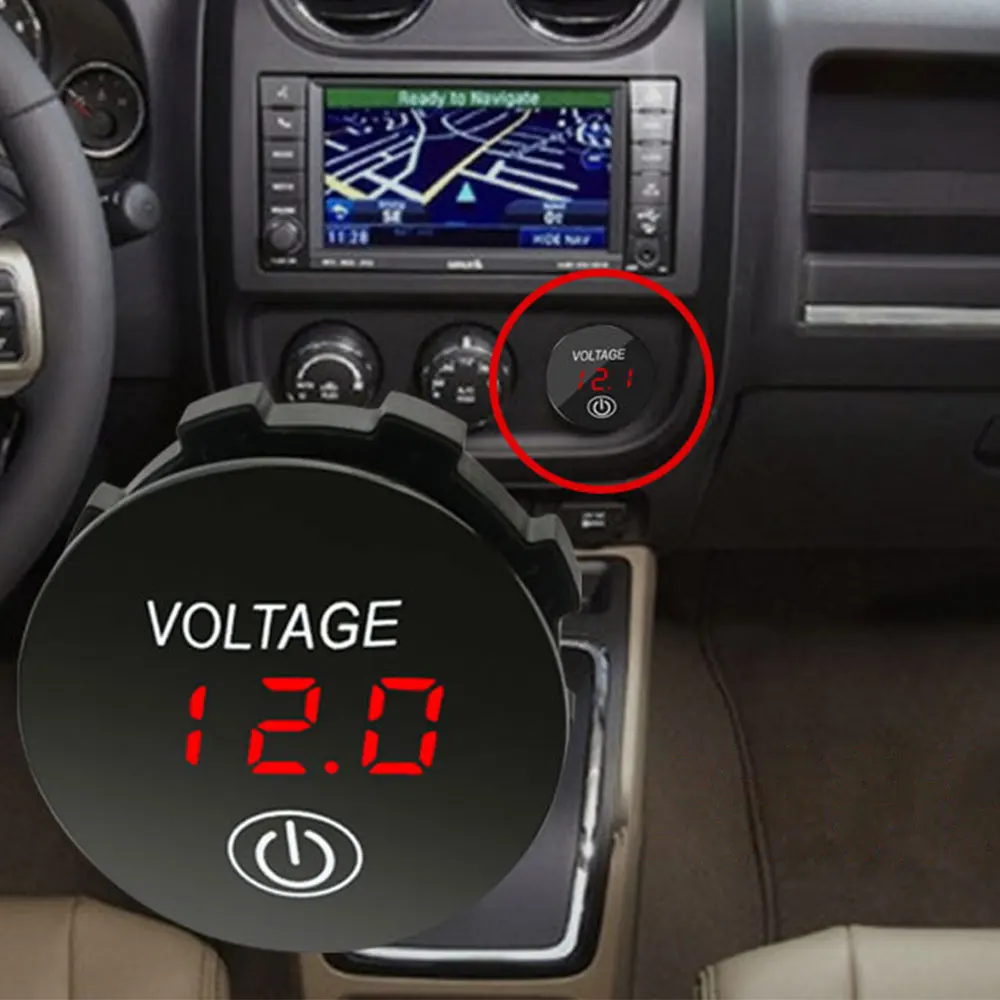 

12V-24V LED Panel Digital Voltage Tester Car Motorcycle Battery Capacity Display Voltmeter with Touch ON OFF Switch