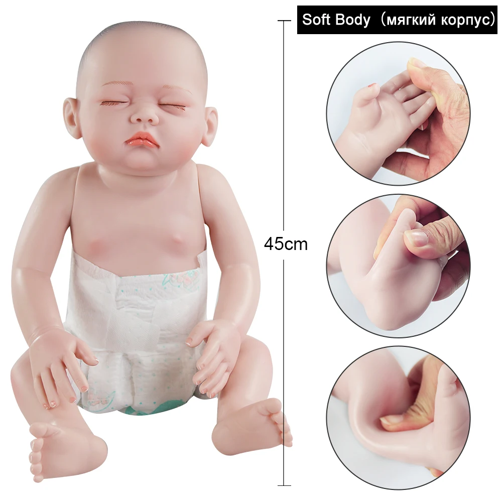 45 см полное Силиконовое боди Reborn Baby Doll игрушка для девочки винил новорожденная принцесса Младенцы Bebe Bathe игрушка-компаньон подарок на день рождения