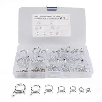

70Pcs/Set Automobiles Ships Spring Pipe Clamps Double Wire Fuel Line Silicone Hose Tube Spring Clips Φ6-Φ18 Clamp Assortment Kit