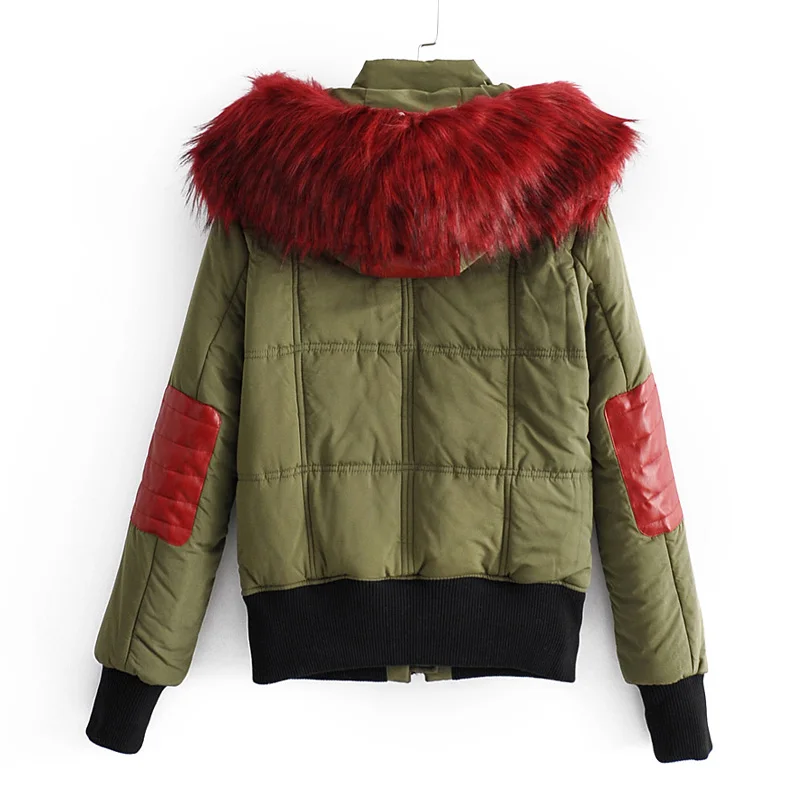 RR Hooded Solid Parkas Women Fashion Faux Raccoon Fur Coats Women Elegant Pockets Cotton Jackets Female Ladies JG