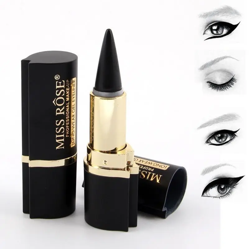 Miss Rose Black Gel Eyeliner Pencil Smooth Waterproof Long Lasting Eye Liner Pen Mineral Eyes Makeup Beauty Cosmetics Maquiagem