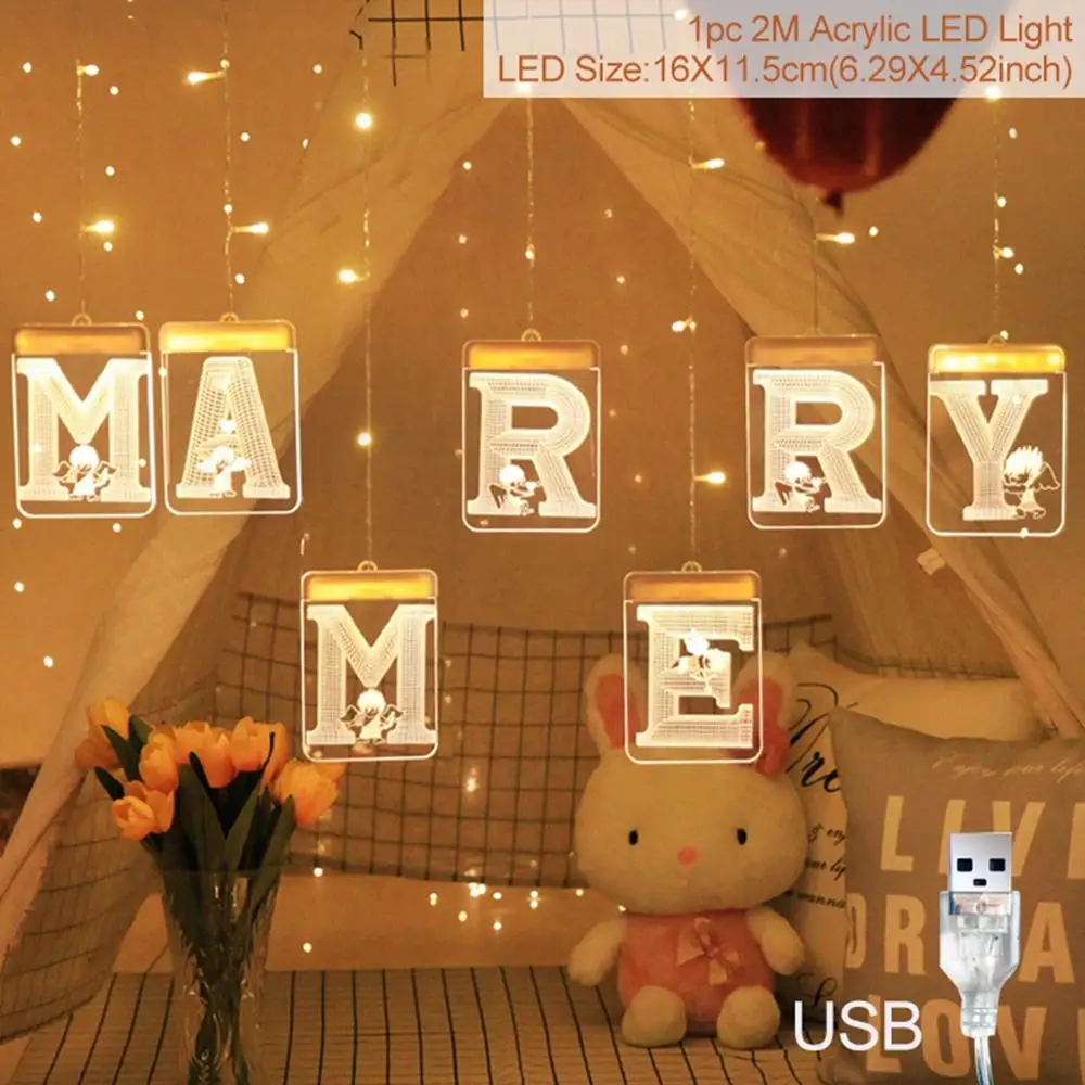 Huiran LOVE Marry Me USB подвесной светильник в деревенском стиле для свадебных торжеств декор для свадебных торжеств Свадебный декор для свадебных торжеств - Цвет: MARRY ME Warm White