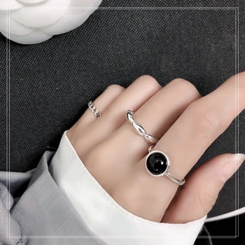 

S925 sterling silver simple retro do old opening design Japanese and Korean style ins multifunctional cool style free shipping g
