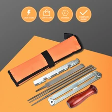 New Professional Chainsaw Chain Sharpening Kit Tool Set Hardwood Handle + Round/Flat File Guide Bar File Sharpener Tools garden depth gauge flat file kit for general chainsaw file guide trimmer parts depth gauge woodworking sharpening tool kit
