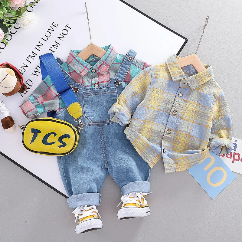 

Baby Suspender Pants Set Men's 0-1-2-3-Year-Old Infant Spring And Autumn Fashion Children Western Style GIRL'S Two-Piece Set Fas