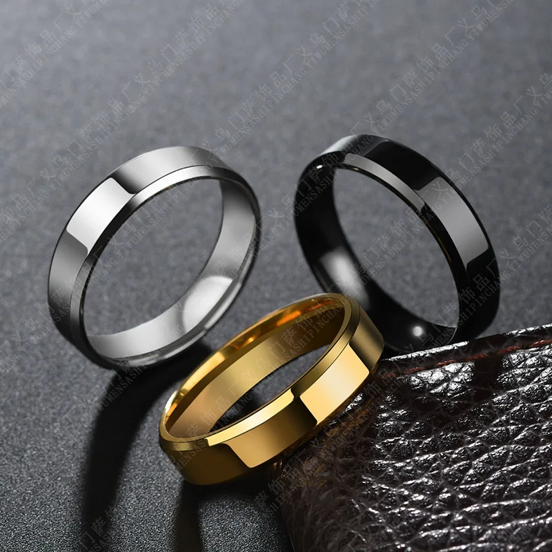 Anel Anillos Заказная заготовка для подвески с гравировкой имени логотипа Глянцевая 6 мм мужское кольцо Размер кольца из нержавеющей стали для оптовых партий оптом Прямая поставка