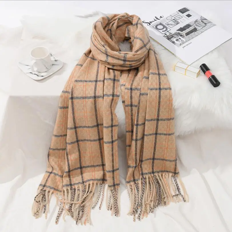 color 15 Nueva moda invierno grueso caliente bufanda grande chal mujeres envolturas Винтаж Polar a prueba de viento цвет sólido chal bu - Цвет: color 15