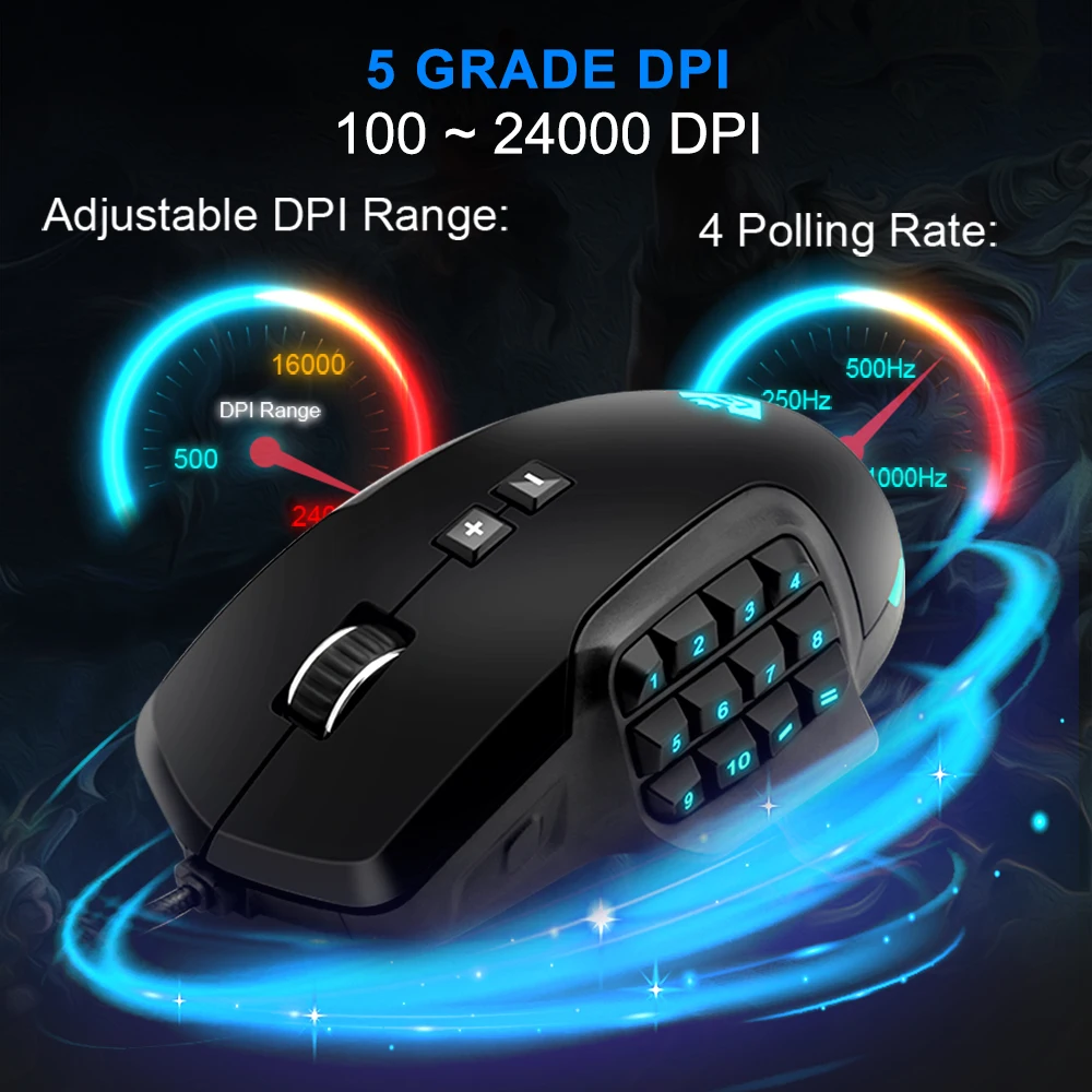 Rocketek USB RGB Проводная игровая мышь 24000 dpi 16 кнопок лазерная программируемая игровая мышь с подсветкой эргономичная для ноутбука компьютера