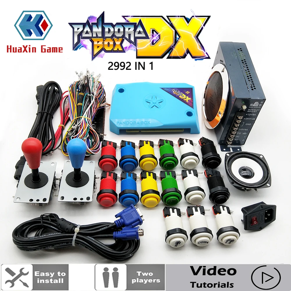 

DIY Arcade Machine Cabinet Bundle Original Pandora Box DX 2992 Game Console Set with HAPP Push Button Copy SANWA 8 Way Joysticks