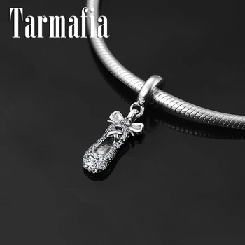 

2019 New 925 Sterling Silver Clear CZ Elegant ballet shoes Charm Pendant Fit Original Pandora DIY Beads Bracelet Jewelry Making