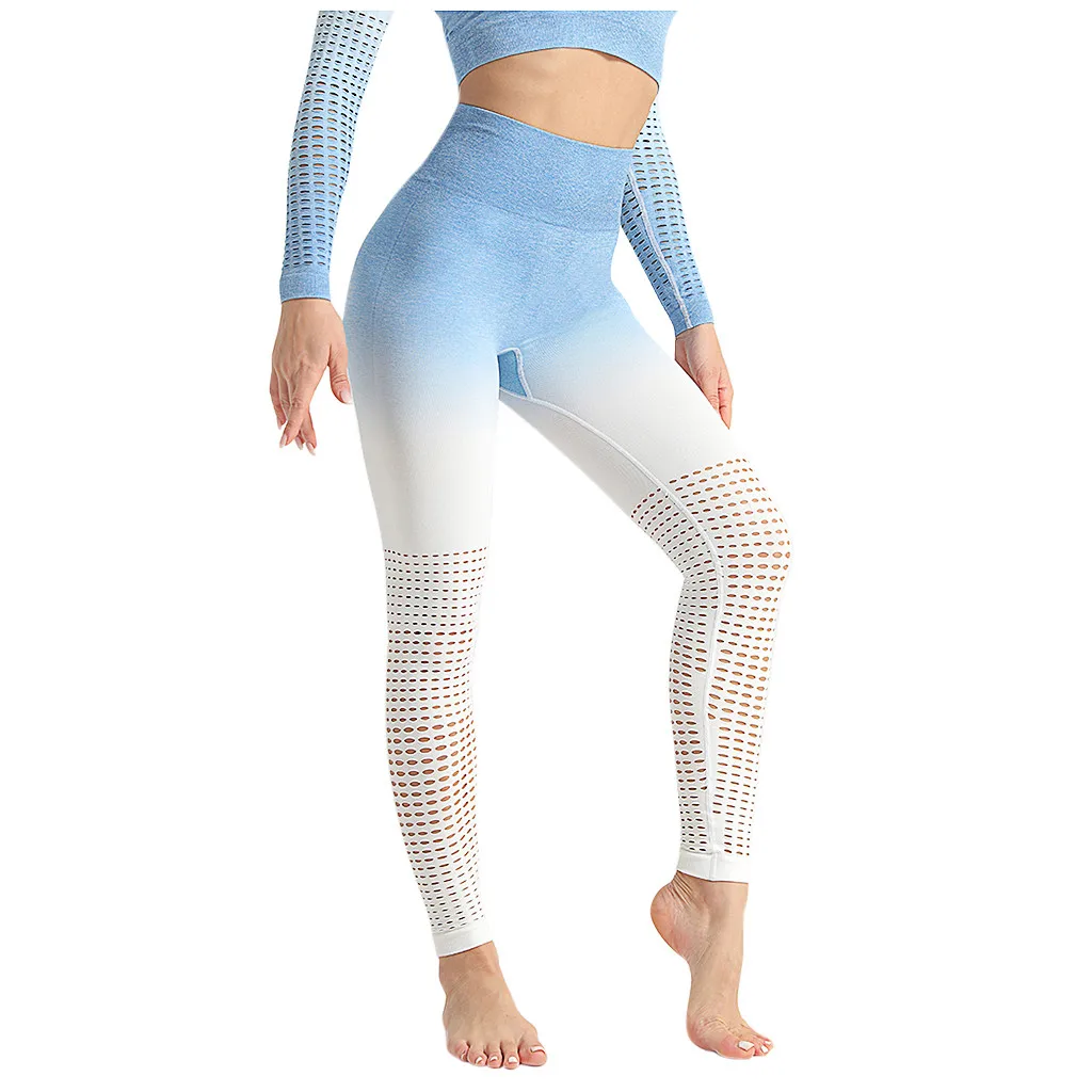 

Women Suspension Gradation Seamless Hollowing Out High Waist Pants Trousers Women's Pant 2020 Fitness Sports Pants #GM