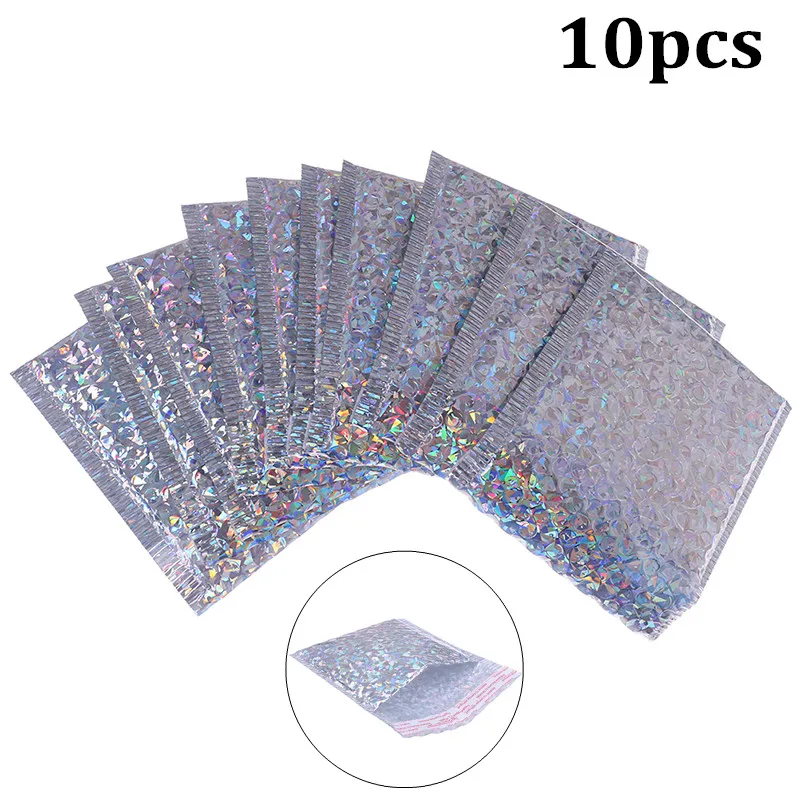 

10pcs Laser silver bags Bubble Padded Envelopes Gift Bubble Mailing Envelope Bag