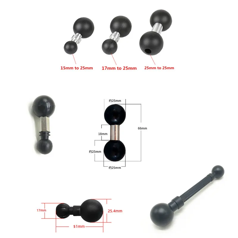 Bola Composta da Extensão do Adaptador Polegada a 25 mm 17 mm 15 mm da Montagem Dobro da Bola para a Montagem Dupla Padrão do Soquete da Bola Ram Accessroeies - Image 2