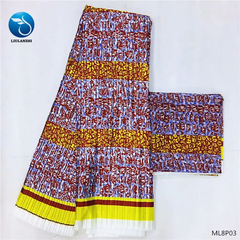 LIULANZHI африканская восковая ткань новая многоцветная атласная ткань с принтами нигерийская плиссированная атласная ткань для женского платья 4+ 2 ярдов ML8P