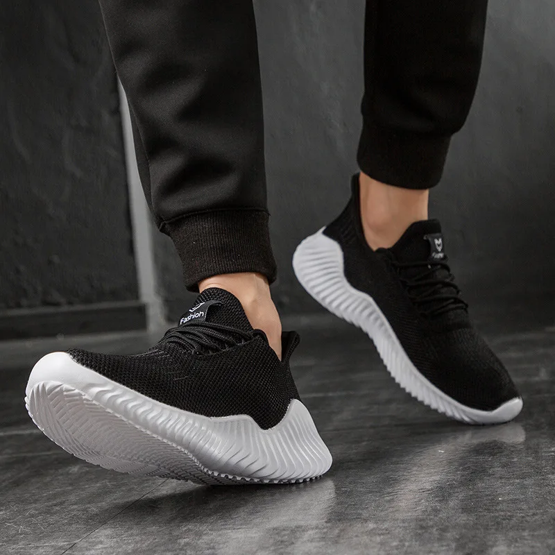 KAMUCC 2019 Sneakers Men Flyknit Breathable Casual Male Footwear Light Big Size Shoe Masculino Adulto Support Dropshipping 39-47