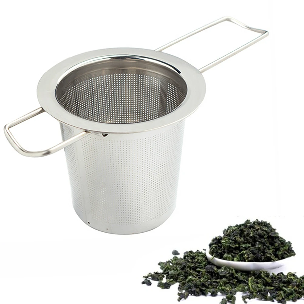 Practical Tea Ball Strainer Mesh Infuser Filter 304 Stainless Steel Herbal Filter Folding Handle