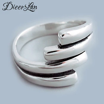 

Personality Vintage 925 Sterling Silver Irregular Chains Rings For Women Punk Thai Silver Resizable Size Finger Rings