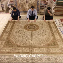 YILONG 9'x12' ручной работы Классический персидский шелковый ковер роскошный домашний деко большой белый ковер(WY315A9x12