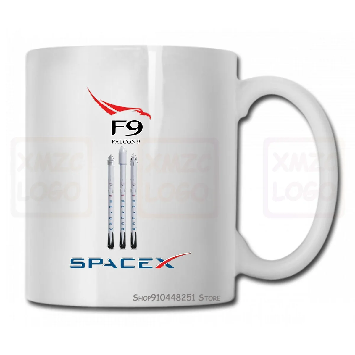 Кружка Мужская/Женская черная в виде сокола 9 с запуском ракет Spacex Elon Musk 2018 | Дом и
