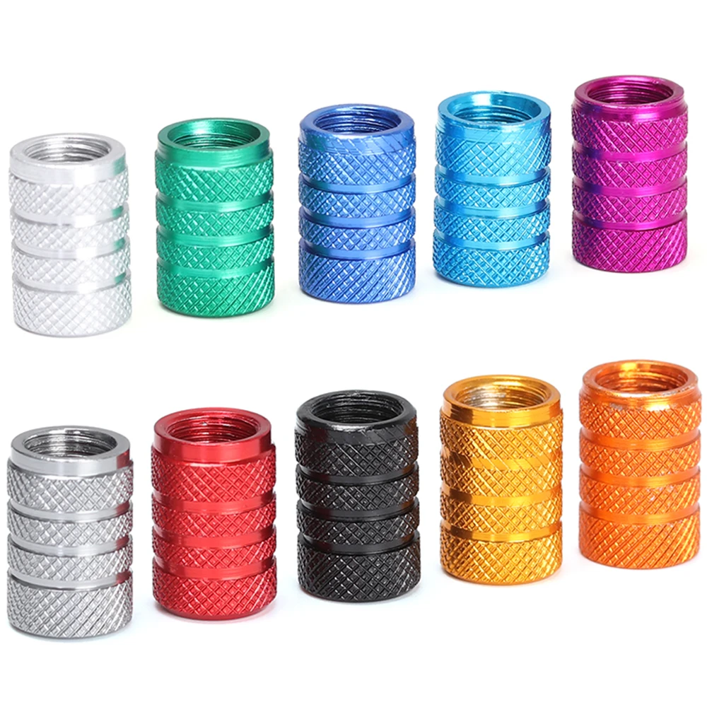 Set of 4 Premium Aluminum Alloy Dustproof Tire Valve Caps for Vehicles and Bicycles