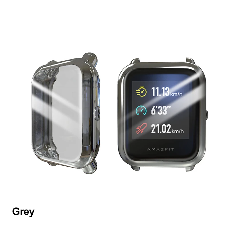 BAPICK полное покрытие Мягкий ТПУ бампер для Xiaomi Amazfit Bip чехол смарт-часы Защита экрана для Amazfit Bip Lite чехол Аксессуары - Цвет: Grey