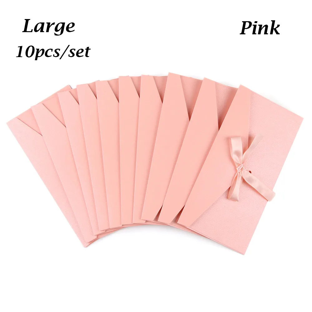 Large Pink 10 шт. Ретро Конверт перламутровый бумажный бант утолщенная лента креативный цвет канцелярские товары свадебный подарок для офиса школьные принадлежности - Цвет: Large Pink