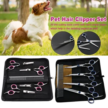

7pcs/set 6 Inch Shears Cat Dog Thinning Hair Cutting Pet Grooming Stainless steel Scissor Set