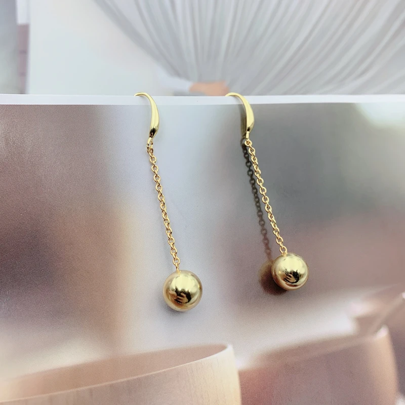 

SHINETUNG Original 100% S925 Sterling Silver Earrings Gold Color Ball Fashional Earrings Women Logo Fine Jewelry Free Shipping