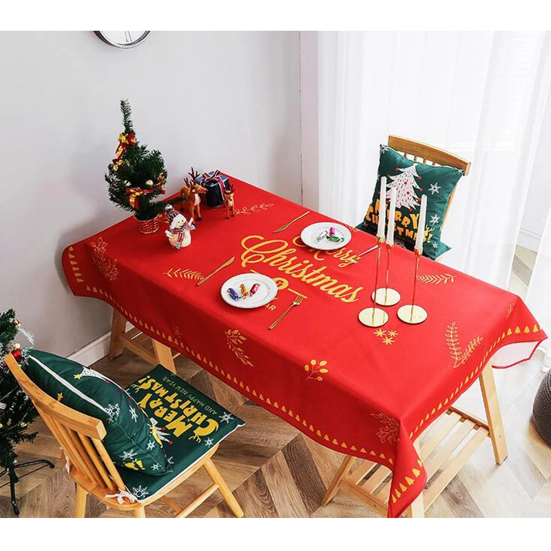 Printing Red green round Table Cloth Christmas Plastic Tablecloths