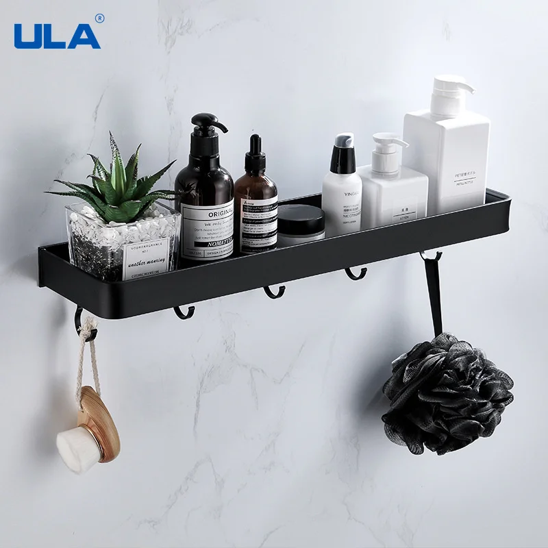 No Drilling Aluminum Wall Mounted Bathroom Shelf Holder Kitchen Rack 30/40/50cm 