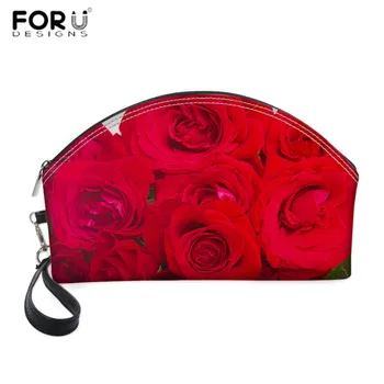 

FORUDESIGNS Rose Print Cosmetic Bags Women Travel Makeup Case Toiletry Organizer Holder Beauty Zipper Girl Case Kits Storage