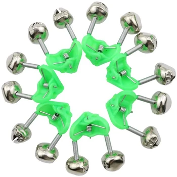 

40PCS Fishing Rod Bells Alarm Ring Fishing Bite Rod Clip Green Tip Clip ABS Fish Bell Alarm Fishing Tackle