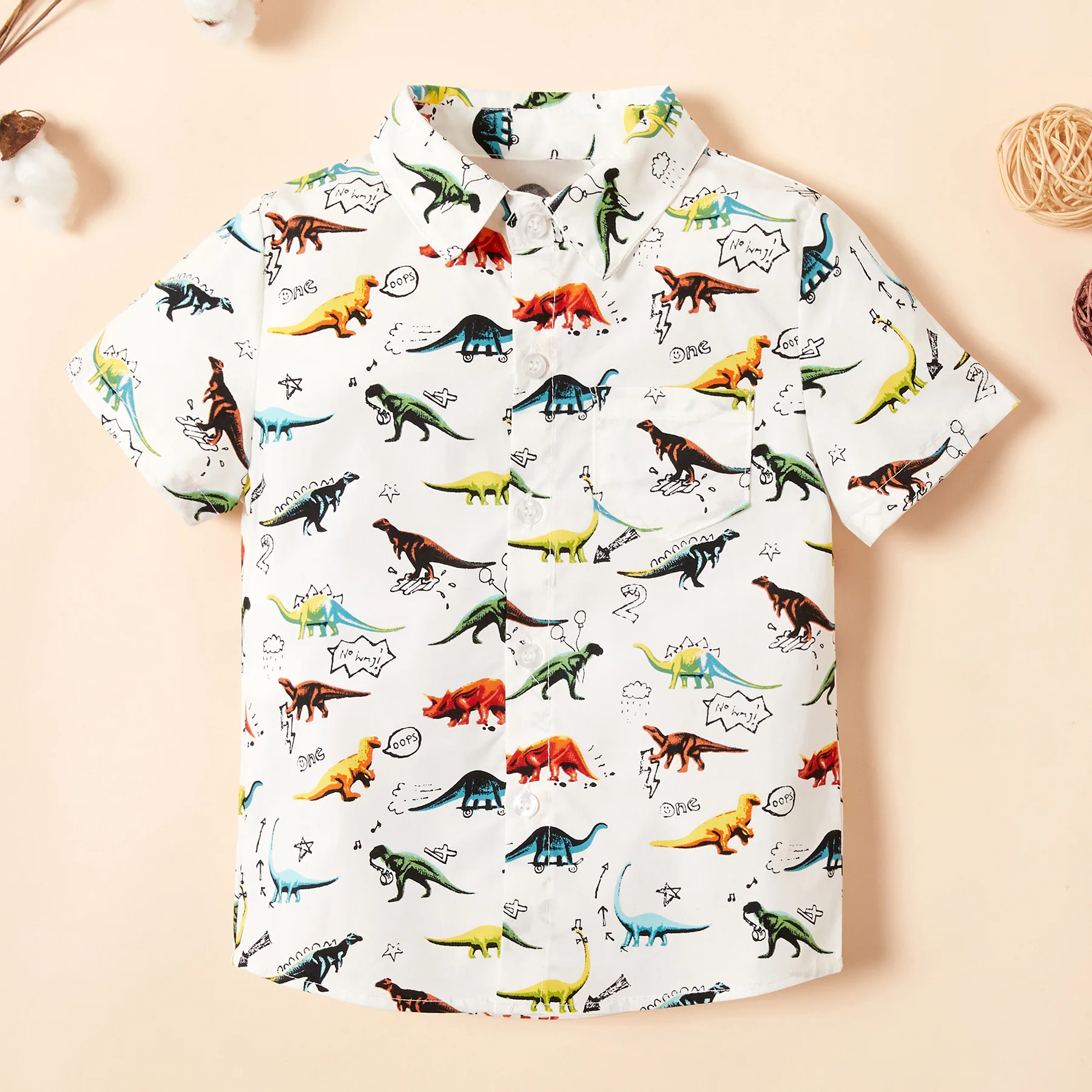 PatPat 2020 New Summer Baby Boy Dinosaur Printed Daily Shirts Tops Casual Multi-color |