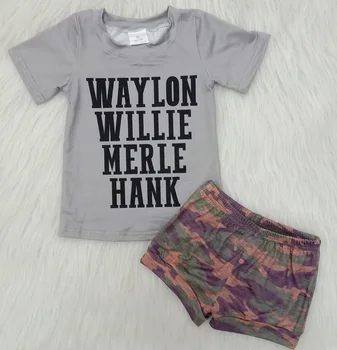 

Toddler boutique outfits camo print design short sleeve shirt top screen print baby girls kids 0-4T children summer design sets