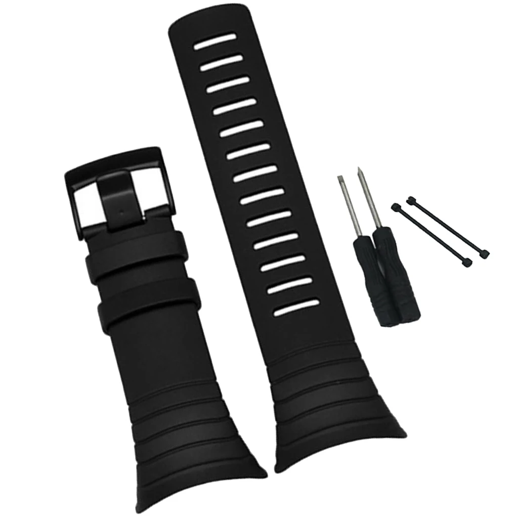 

Mens Black Silicone Watch Band Strap Replacement + Tool for Suunto Core