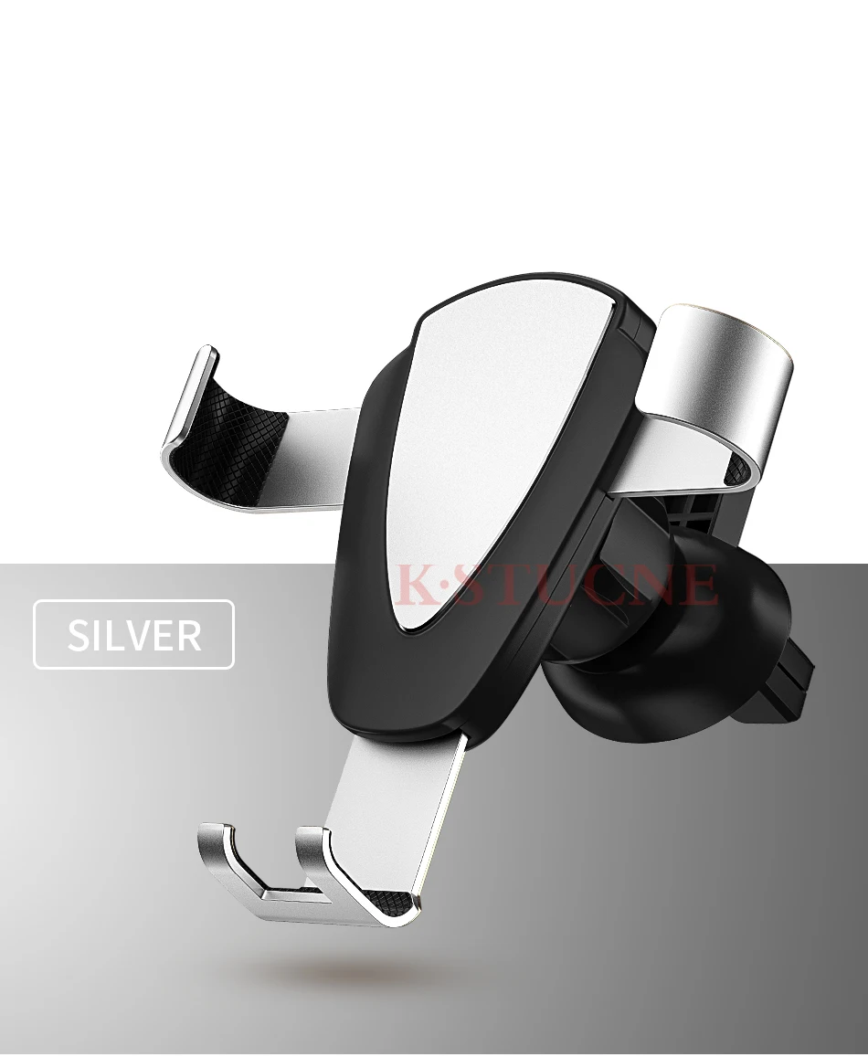 Серебристый Gravity Car Phone Holder for Iphone 8 X Xs Max Samsung S9 S8 In Car Air Vent Mount Holders No Magnetic Mobile Stand - Цвет: Серебристый
