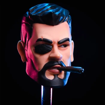 

Cartoon anime head sculpture 1/6 scale Thor version Q cartoon head sculpture with cigar and eye mask For 12 inch Action figure