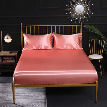 

Lychee Artificial Real Silk Solid Fitted Sheets Colorful Fitted Bed Sheet Mattress Sets with Four Corners and Elastic Bands