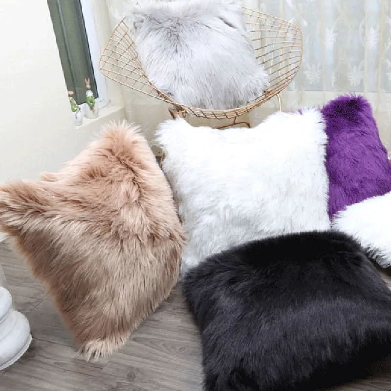 

Double Fur Fluffy Pillow Cover Long Plush Wool Cushion Cover Decorative Winter Soft Pillowcase for Sofa Bed Throw Pillows Decor