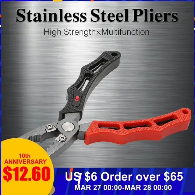 $US $12.60 TSURINOYA Fishing Pliers Carbon Steel Hooks Remover Split-ring Tool Tungsten Steel Blade Outdoor Fi