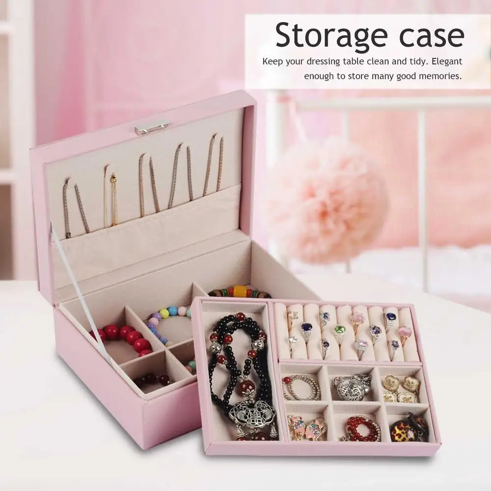 

Universal Leather Jewelry Box Organizer Necklace Earring Ring Storage Box Portable Jewelry Display Case Wholesale More 10% OFF