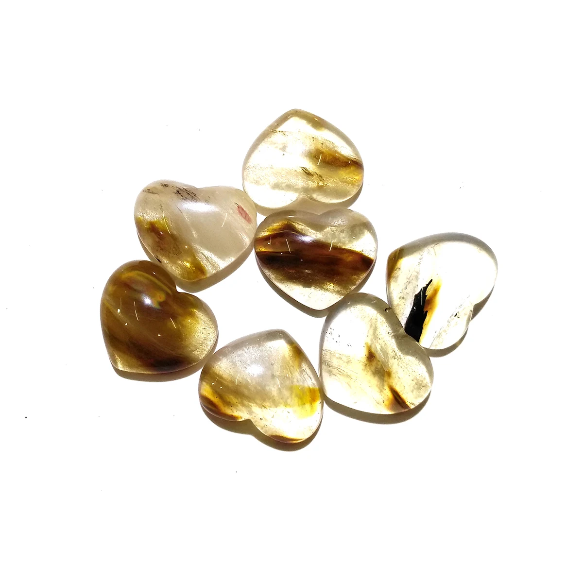 

LE SKY 10 Pieces Natural Stone Heart Shape Goledn Swan Stone Cabochon No Hole Beads for Jewelry Making Loose Beads Pendants