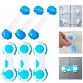 

12pcs Cabinet Locks Baby Safety Locks Protective Lock Cabinet Drawer Lock Anti Pinch Lock Guard (6pcs Blue Locks + 6pcs Blue Lon