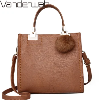 

Vintage PU Leather Handbags Female Tote Bags Fashion Feather pendant Ladies Crossbody Shoulder Bag High Quality Casual Hand Bags