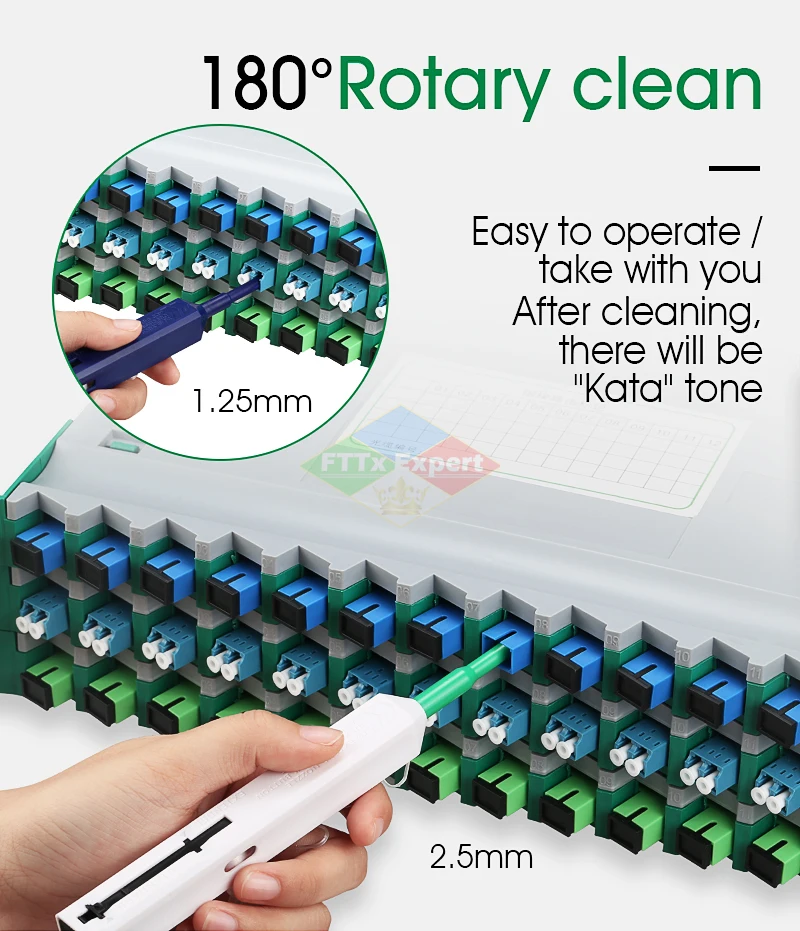 2PCS One Click Cleaning Pen Fiber Cleaner 2.5mm LC MU 1.25mm SC FC ST LC Connector Optical Smart Cleane