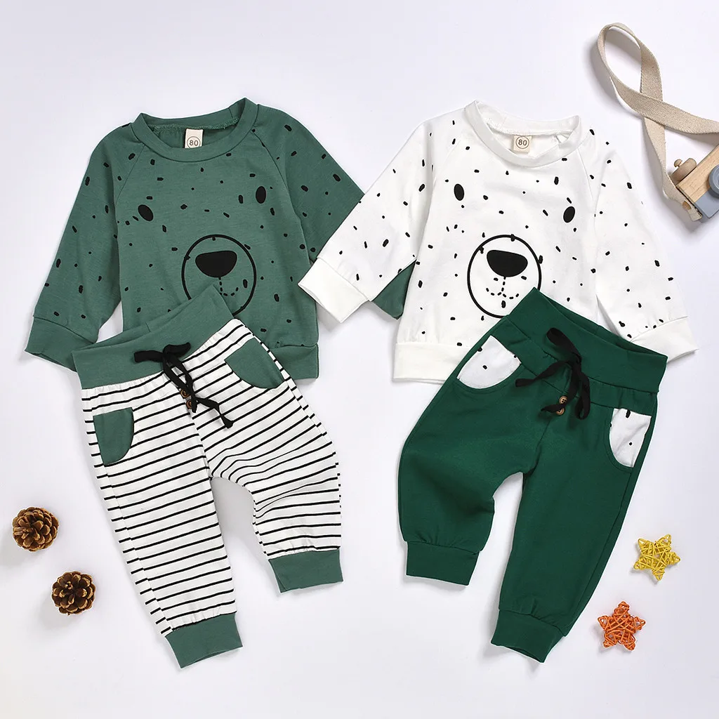 Комплект одежды для малышей из 2 предметов; толстовка с капюшоном и рисунком медведя для мальчиков; толстовка+ штаны; набор одежды для новорожденных; roupas