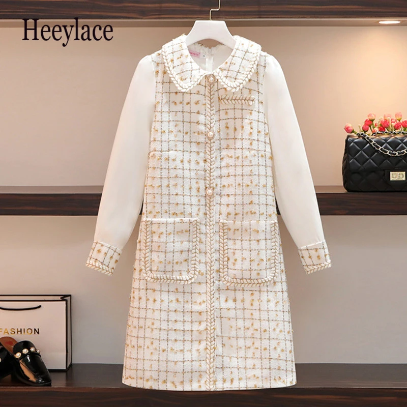 Office Ladies Elegant Vintage Tweed 
