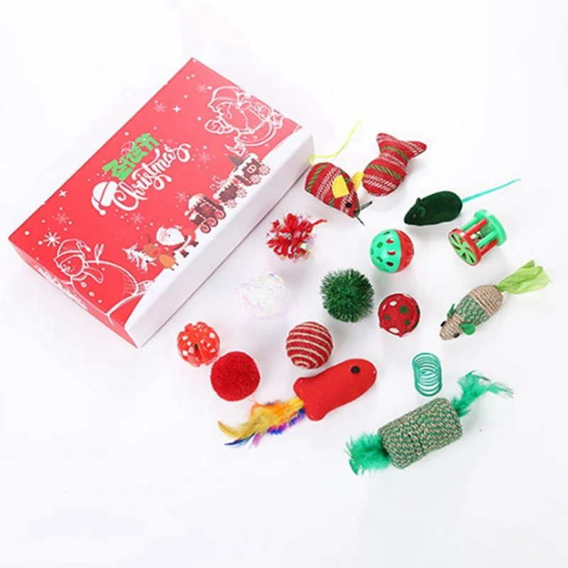 16 шт. мышь животное кошка Рождественская игрушка-Кот интерактивный Кот мяч Рождество товары для домашних животных для котят устойчивые к царапинам игрушки