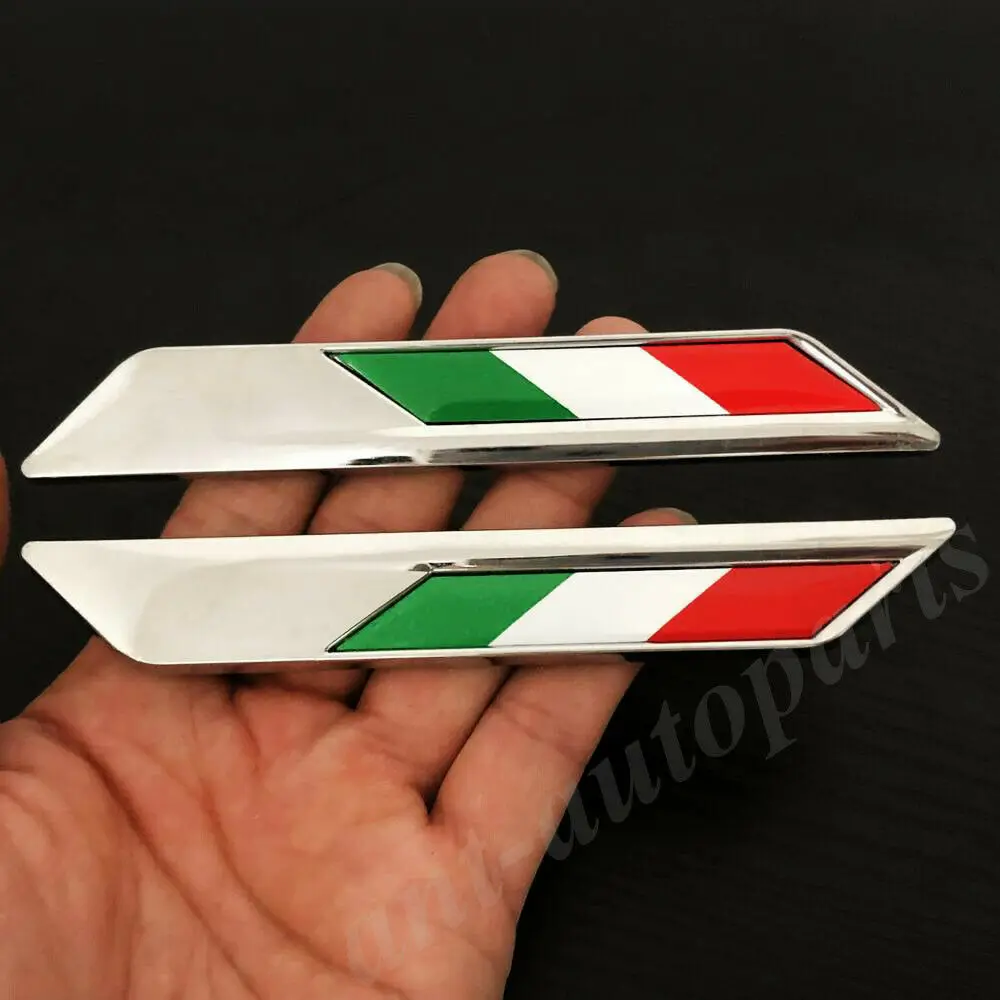

Pair Metal Italy Italian Flag Car Fender Side Emblem Skirts Badge Decal Sticker