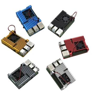 

Raspberry Pi 4 Aluminum Case with Cooling Fan Metal Shell Black Silver Blue Gray Red Gold Enclosure for RPI 4B